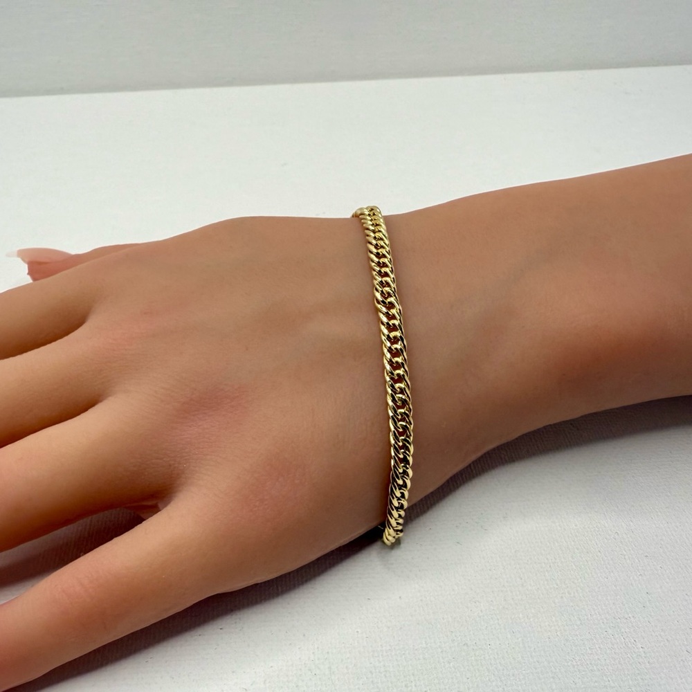 18K Genuine Gold Curb Link Chain Bracelet 8" (4.6mm) - Picture 12 of 14
